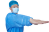 Isolation Gown: (Hubei Haixin) AAMI Level 3 CPE Disposable, Non-Surgical, Blue