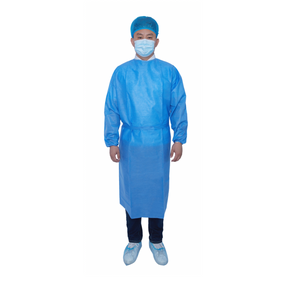 Isolation Gown: (Hubei Haixin) AAMI Level 3 CPE Disposable, Non-Surgical, Blue