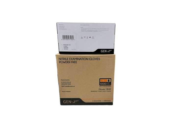 GEN-X Nitrile Powder-Free Examination Gloves, 3 mil, Size Small, Blue (ASTM D6319, FDA 510k)