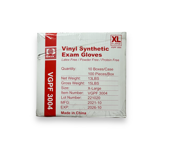 BASIC Clear Vinyl Synthetic Powder-Free Exam Gloves, (ASTM D5250, FDA 510k)