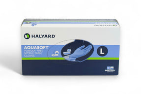 HALYARD Aquasoft Nitrile Powder-Free Exam Gloves, 2.8 - 3.1 mil, Blue (Chemo-Tested, FDA 510k)