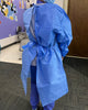 Isolation Gown AAMI Level 2 (GREDALE, ID305C) SMS (35 gsm), Disposable, Non-Surgical, White Cotton Cuffs, Color Blue