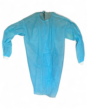 Isolation Gown Level 2 (40 gsm) Non-Woven, White Knit Cuffs, Non-Surgical, Blue [Emsons Agra]