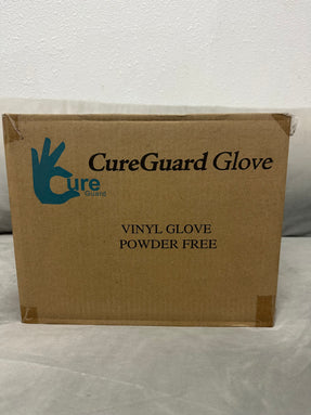 CureGuard Vinyl Gloves, Multi-Purpose, Powder-Free, Clear, (FDA 21 CFR 175.300 Food Contact Level Grade)