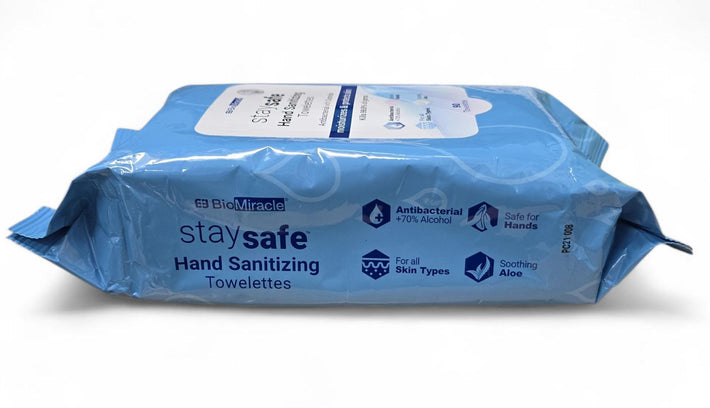 StaySafe Hand Sanitizing 70% Alcohol Towelettes, resealable