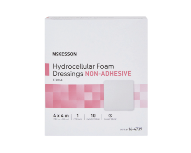 McKesson 4 X 4 Inch Square Non-Adhesive without Border (Sterile) Foam Dressing