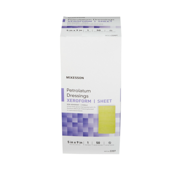 McKesson 5 X 9 Inch Gauze Bismuth Tribromophenate Xeroform (Sterile) Petrolatum Impregnated Dressing
