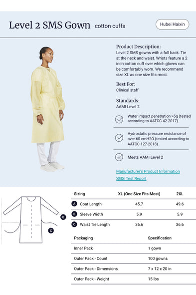 NON-SURGICAL DISPOSABLE GOWN for one time use