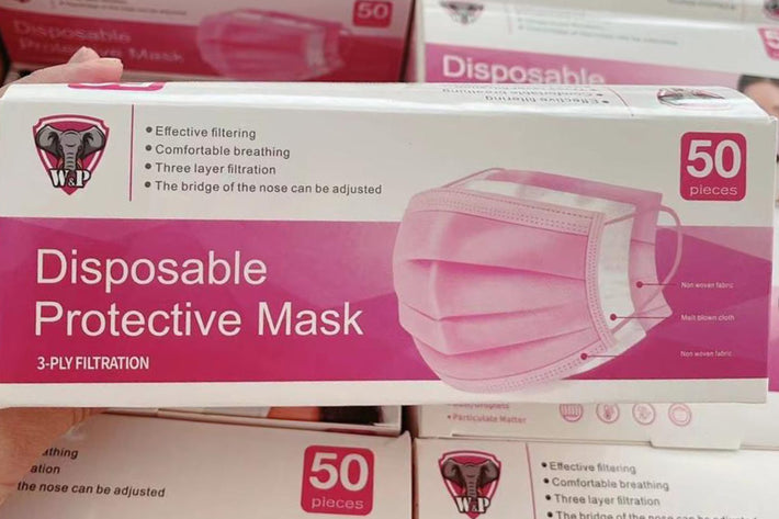 3-Ply Level 1 (W&P) Protective Face Masks, Pink (ASTM Level 1, FDA Non-Medical)