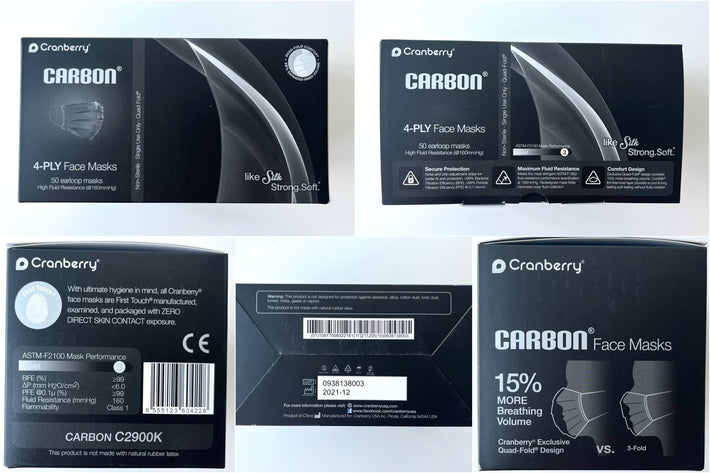 Level 3 Cranberry Carbon Masks All masks are First Touch manufactured, examined, and packaged with ZERO DIRECT SKIN CONTACT exposure.