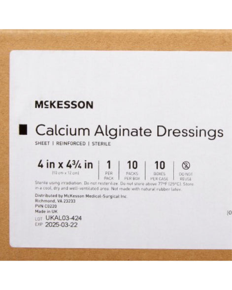 McKesson 4 X 4-3/4 Inch Rectangle Calcium Alginate (Sterile) Dressing