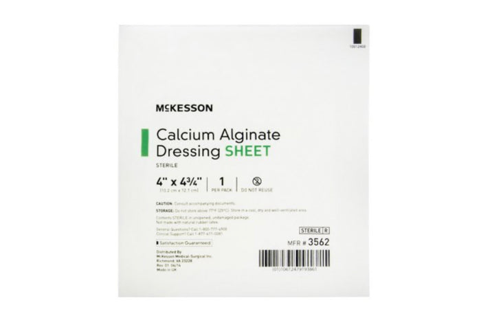 McKesson 4 X 4-3/4 Inch Rectangle Calcium Alginate (Sterile) Dressing