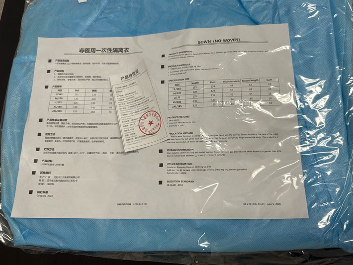 Isolation Gown AAMI Level 2 Coated Polyethylene Layer (CPE), Disposable, Non-Surgical