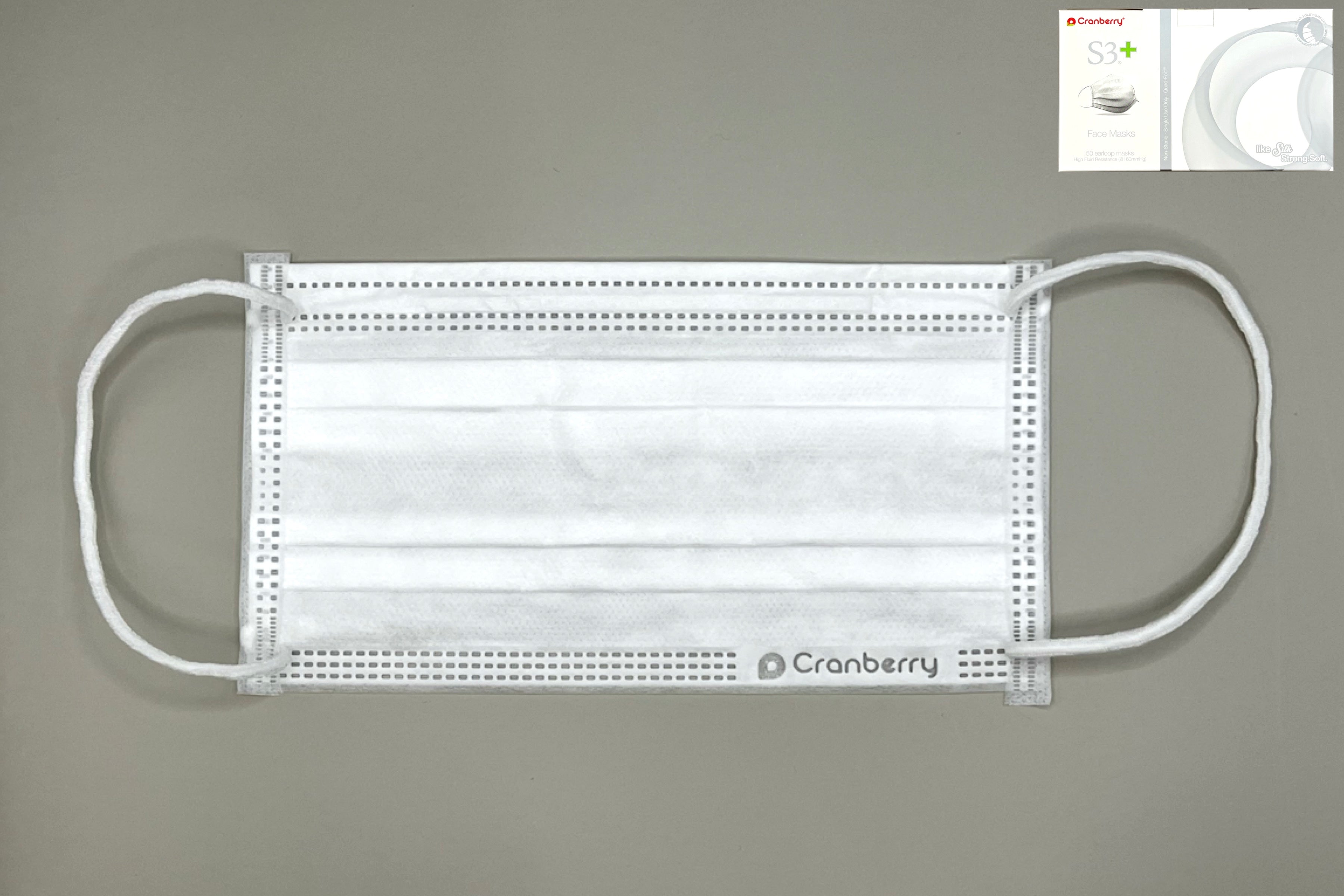 Cranberry S3+ (S3160W, White) Level 3 Surgical Face Mask with Ear 